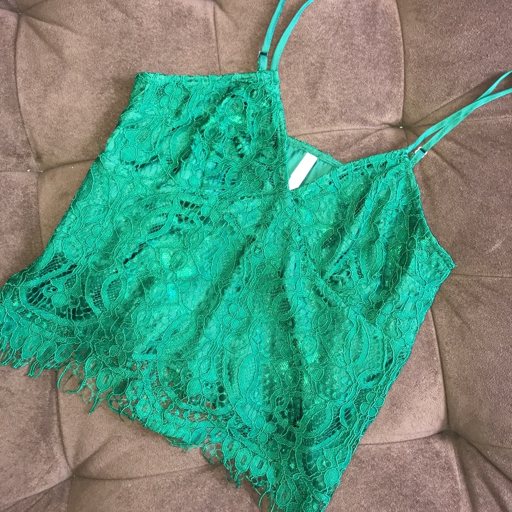 Green Lace Tank Top